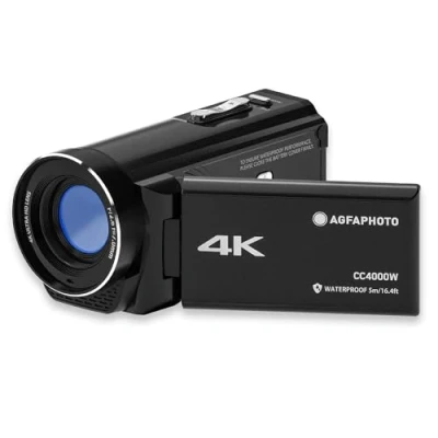 Afbeelding van AgfaPhoto Realimove CC4000W Camcorder, waterdicht, 4K, met touchscreen, 18 x digitale zoom, 2,7 K video, 24 MP foto, afstandsbediening, LED, lithiumbatterij, zwart