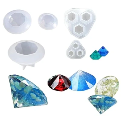 Afbeelding van iSuperb 5 stuks Epoxy Hars Mallen Diamant Siliconen Resin Molds voor DIY Sieraden Hanger Ambachten