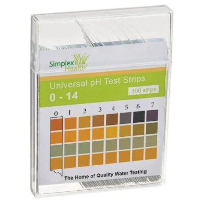 Afbeelding van Simplex Health Papierwater pH teststrips 0 14 breed bereik. Duelstootkussen met hoog bereik voor zuur alkalisch testen (100 stroken)