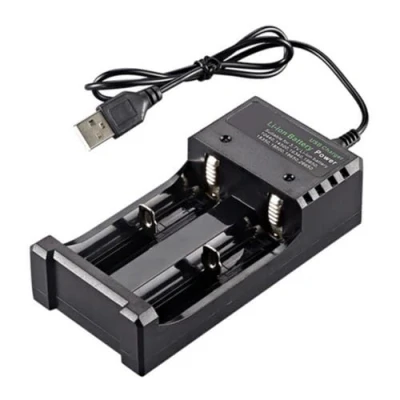 Afbeelding van Universele batterijlader, 2 sleuven acculader Li ion batterij USB oplader voor 18650 14500 26650 16340