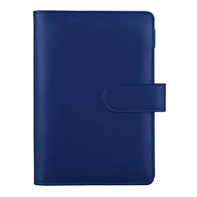 Afbeelding van HAUTOCO PU Lederen A6 Budget Binder Cover, Hervulbare 6 Ring Notebook Folder Persoonlijke Planner voor Geld Organisator, Losse Blad Saving Portemonnee Cash Vulling Binder, Zwart