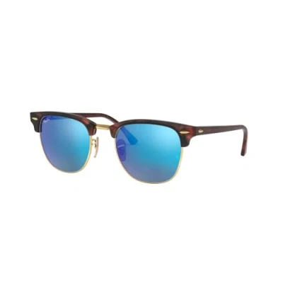 Afbeelding van Ray Ban Unisex RB3016 CLUBMASTER 114517 Occhiali da sole Acetato Tartaruga Blu Squadrata Normale Flash