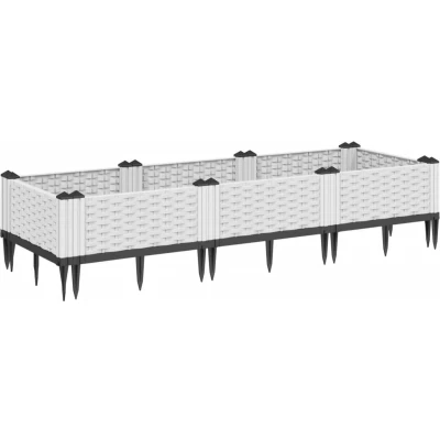 Afbeelding van Plantenbak met pinnen 125x40x28,5 cm polypropeen wit