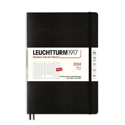 Afbeelding van LEUCHTTURM1917 367571 Maandplanner met notitieboek, softcover, compositie (B5) 2024, 16 maanden, zwart, Engels