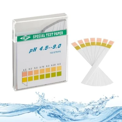 Afbeelding van ECENCE 100 stuks pH teststrips, meetbereik 4,5 9,0 lakmoes indicator universeelpapier, zuurtest voor aquariums, drinkwater