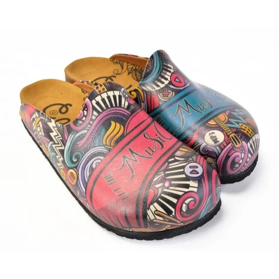 Afbeelding van GOBY Clogs met Muziekprint Handgemaakt Premium Kwaliteit Maat 41