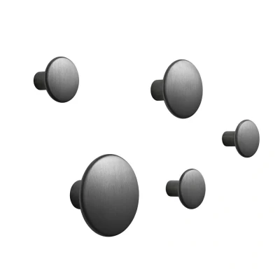 Afbeelding van Muuto Dots wandhaak metaal 5 pack zwart