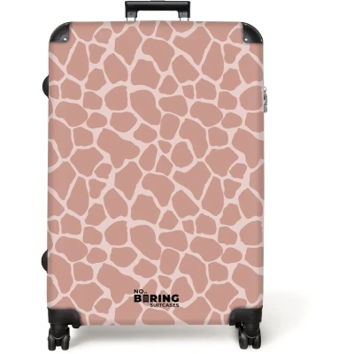 Afbeelding van NoBoringSuitcases.com® Koffer groot Reiskoffer lichtgewicht Girraffenpatroon op lichtroze Rolkoffer met 4 wielen Grote trolley XL 98 liter bagage