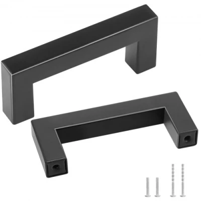 Afbeelding van VEVOR 30 pack kast trekt, 3in/76mm midden tot slanke vierkante keukenkast lade, roestvrij staal moderne keuken deurgrepen voor badkamer bar hardware mat zwart