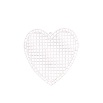Afbeelding van Vaessen Creative Kunststof Canvas, hartvormig, 7 count flexibele gaasbladen voor ambachten, borduurwerk en kruissteek, 10 stuks, 7,5x7,5cm, transparant, 2,9x2,9