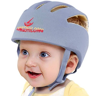 Afbeelding van IULONEE Babyhelm Peuter Beschermende Hoed Baby Hoofd Katoenen Verstelbare Veiligheidshelm (Grijs)