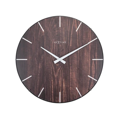 Afbeelding van Nextime Ne 3249Br Wandklok Edge Wood Dome Dia 35Cm Kunststof Bruin