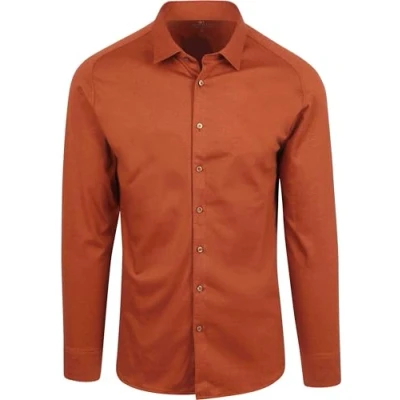 Afbeelding van Desoto Overhemd Kent Brique maat M Heren Overhemden Formeel Effen met Slim fit Pasvorm Super stretch
