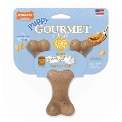 Afbeelding van Nylabone Puppy Gourmet Wishbone Hondenspeelgoed Pindakaas Small