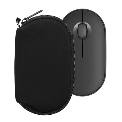 Afbeelding van kwmobile computermuis hoes geschikt voor Logitech Pebble Mouse 2 M350s / M350 hoesje Muis beschermhoes met rits case van neopreen in zwart