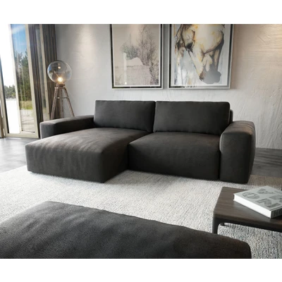 Afbeelding van Hoekbank Lanzo XL kunstleer vintage antraciet 270x180 cm variabele rugleuning met hocker