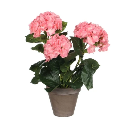 Afbeelding van Hortensia Kunstplant in Bloempot Stan H40 x Ø35 cm Roze