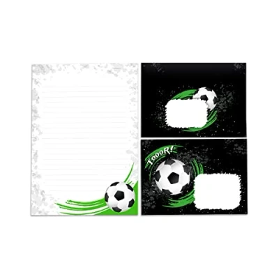 Afbeelding van Briefpapierset, briefblok met envelop voor kinderen, voetbal, blok A5 25 vellen + 15 enveloppen
