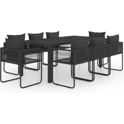 Afbeelding van vidaXL 9 delige Tuinset PVC rattan zwart