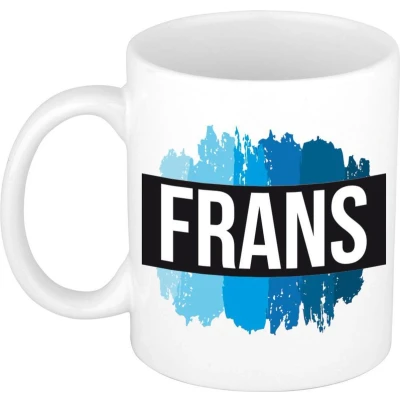 Afbeelding van Frans Naam / voornaam kado beker mok verfstrepen Gepersonaliseerde met mokken