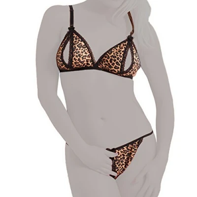 Afbeelding van Amorable by Rimba Lingeriesetje in leopard print met open kruis en BH