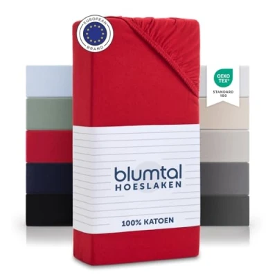 Afbeelding van Blumtal 2 PACK Katoenen Hoeslaken 90x200 cm 100% Katoen, Fitted Sheet Jersey, tot 25 matrashoogte, Lichtblauw
