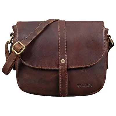 Afbeelding van STILORD &#039;Kira&#039; Schoudertas Vrouwen Leder Vintage Kleine Handtas Leer Klassieke Avondtas Partytas Tas voor Dames Echt Leer, Kleur:florida bruin