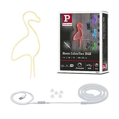 Afbeelding van Paulmann 70557 LED Strip Neon Colorflex USB RGB 1 m incl. kabelschakelaar 1x5 watt dimbaar lichtband wit lichtstrip kunststof band