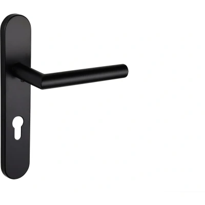 Afbeelding van Lavuzo deurkruk Mantua Zwart met afgerond schild PC72 Per set