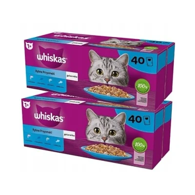 Afbeelding van Whiskas Natvoer voor volwassen katten viskeuze in gelei 80 zakjes à 85 g (6,8 kg)