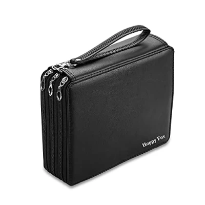 Afbeelding van JIN CAN Gekleurde etui, 120 Slots Potlood Case PU Lederen Organizer 3 Multi Layer Grote Capaciteit Tas Briefpapier (Potloden Niet Inbegrepen) (Zwart)