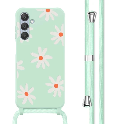 Afbeelding van Samsung Galaxy A25 Hoesje Siliconen en TPU (zacht) imoshion Softcase/Koordhoesje/Backcover Green Flower Distance Telefoonhoesje