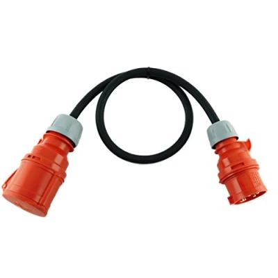 Afbeelding van NWP CEE adapter 16A 400V stekker naar 32A koppeling krachtstroom 1 m aansluitkabel IP44 5x2,5mm² rubberen slang