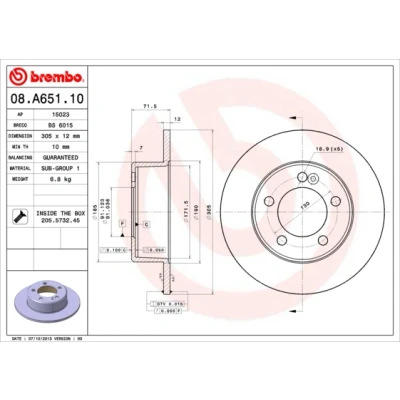 Afbeelding van Brembo Remschijf 08.A651.10