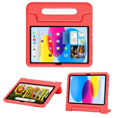 Afbeelding van Apple iPad 10.9 (2022) Hoes: iMoshion Kidsproof Backcover met handvat Shockproof/Valbescherming Softcase,Backcover Rood Siliconen En TPU (