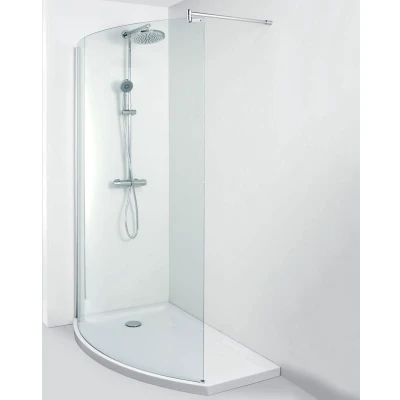 Afbeelding van Inloopdouche Allibert Walk In Wings Gebogen Links 140x210cm 8mm Met Douchebak Antikalk OP=OP!