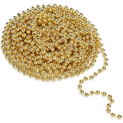 Afbeelding van 31 voet kerstkralen slinger glanzende kralen streng voor kerstboom, Valentijnsdag, tentoonstelling, bruiloft, kostuum, doe het zelf decoratie (6 mm gouden kraal 9,4 m)