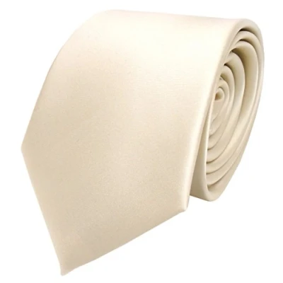 Afbeelding van TigerTie Herenstropdas, klassieke satijnen stropdas van 8 cm in effen design, ideaal voor zakelijke afspraken, feestelijke gelegenheden en vrije tijd, Ivoor Beige Champagne, Krawattengröße: ca. Länge