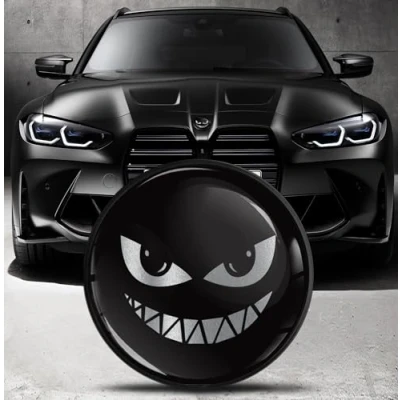 Afbeelding van Compatibel met BMW embleem 51148132375 front/motorkap/kofferbak tuning logo 82 mm griezelige glimlach zwart EO 31