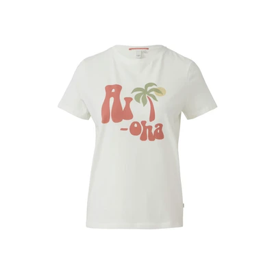 Afbeelding van QS Tshirt print, Dames, Maat: XS, Creme