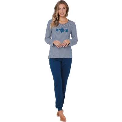 Afbeelding van Pastunette Blue Bloom Pyjama Bio Katoen Blauw Maat 40