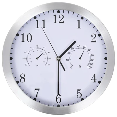 Afbeelding van Wandklok met quartz mechanisme hygrometer thermometer 30 cm wit