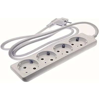 Afbeelding van Witte stekkerdoos, 4 stopcontacten, zonder schakelaar, met 3G kabel, 5 m, Duitse stekkerdoos (4 1,5 mm² m)