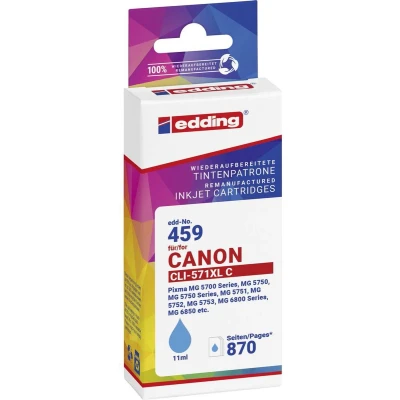 Afbeelding van Edding Inktcartridge vervangt Canon CLI 571XL Compatibel Cyaan EDD 459 18 01