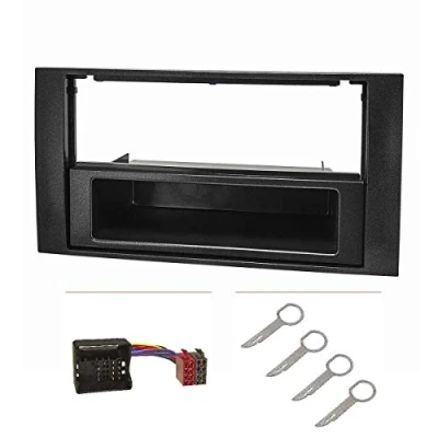 Afbeelding van tomzz Audio 2415 041 Radio installatie frame Set geschikt voor Ford Focus 2 Fiesta C Max S Galaxy Mondeo Kuga Transit zwart met quadlock adapter iso, ontgrendelen