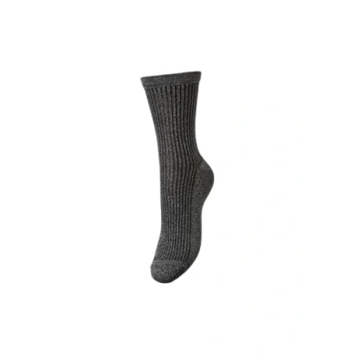 Afbeelding van PIECES Dames Pcsebby Glitter Stripe Noos Sokken, Magneet/Stripes: zwart, Eén Maat