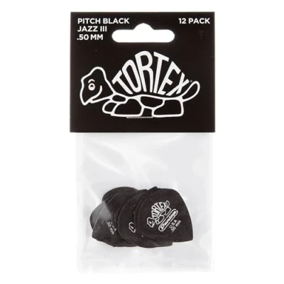 Afbeelding van Jim Dunlop Tortex Pitch Black Jazz III Plectrum 0.50 mm 12 pack