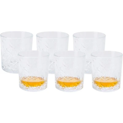 Afbeelding van Excellent Houseware Drinkglazen/Whiskeyglazen Palm Springs 6x helder transparant glas 340 ml met decoraties