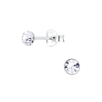 Afbeelding van JoyS Zilveren ronde oorbellen 4 mm oorknoppen kristal