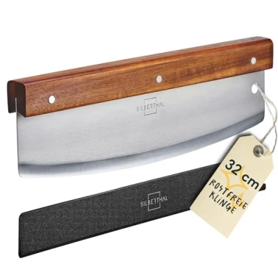 Afbeelding van Silberthal RVS Pizzames Houten handvat Ideaal voor pizza Pizzahakmes 32cm